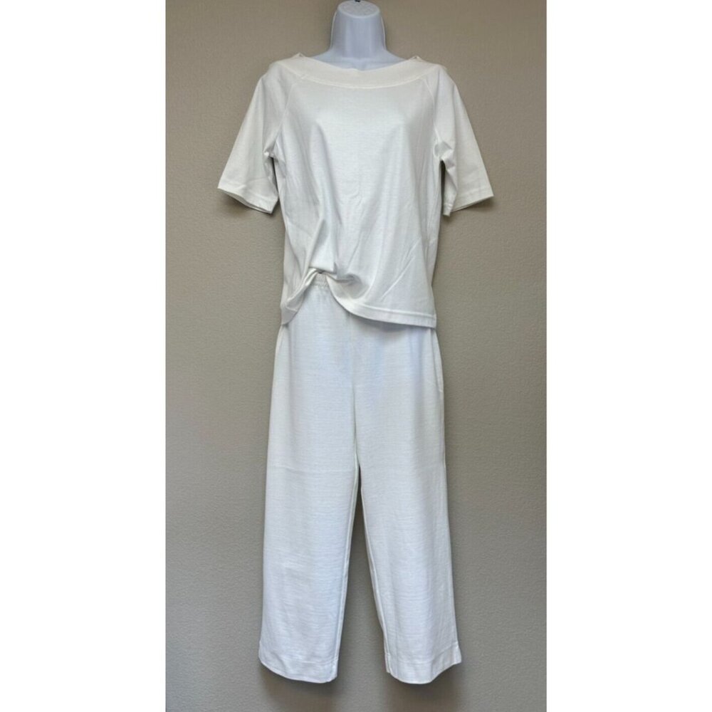 Peruvian Connection Pant Set Pima Cotton White Top is Medium Pants are Small NEW